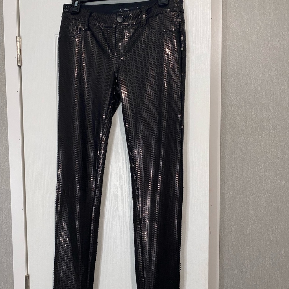 Black fully sequined pants, size 3, worn a handful of times!
